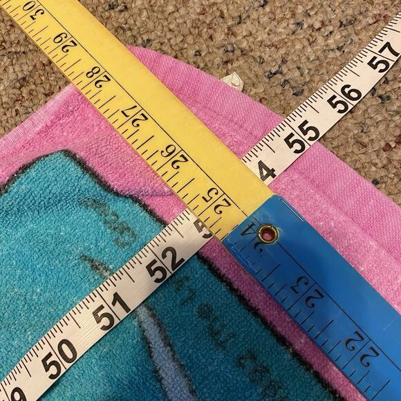 Vintage 1992 Barney Beach Towel 55”x28” Snorkeling Underwater Fishies Colorful - Picture 2 of 8